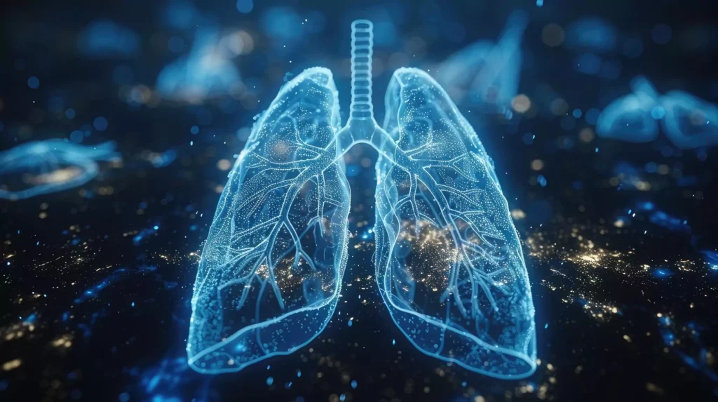 Breathe uses mucus-net dissolution technology, illustrated by glowing lungs and molecular structures.