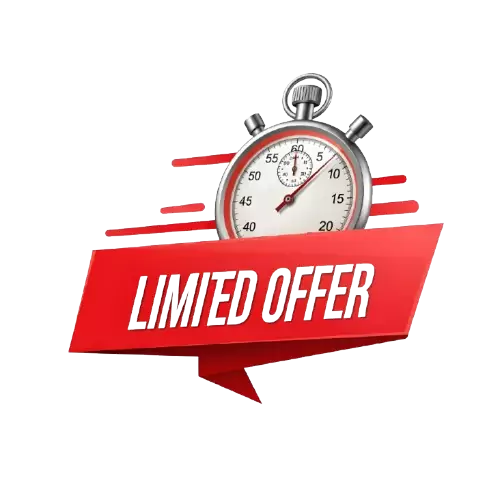 Now available at a limited-time discount, illustrated with a stopwatch and urgency badge.